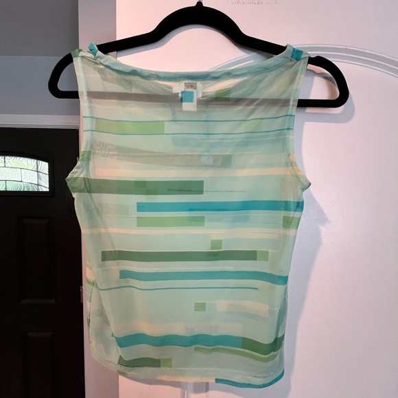 ~Calvin Klein~ Striped Green Sleeveless Top - Picture 3 of 6
